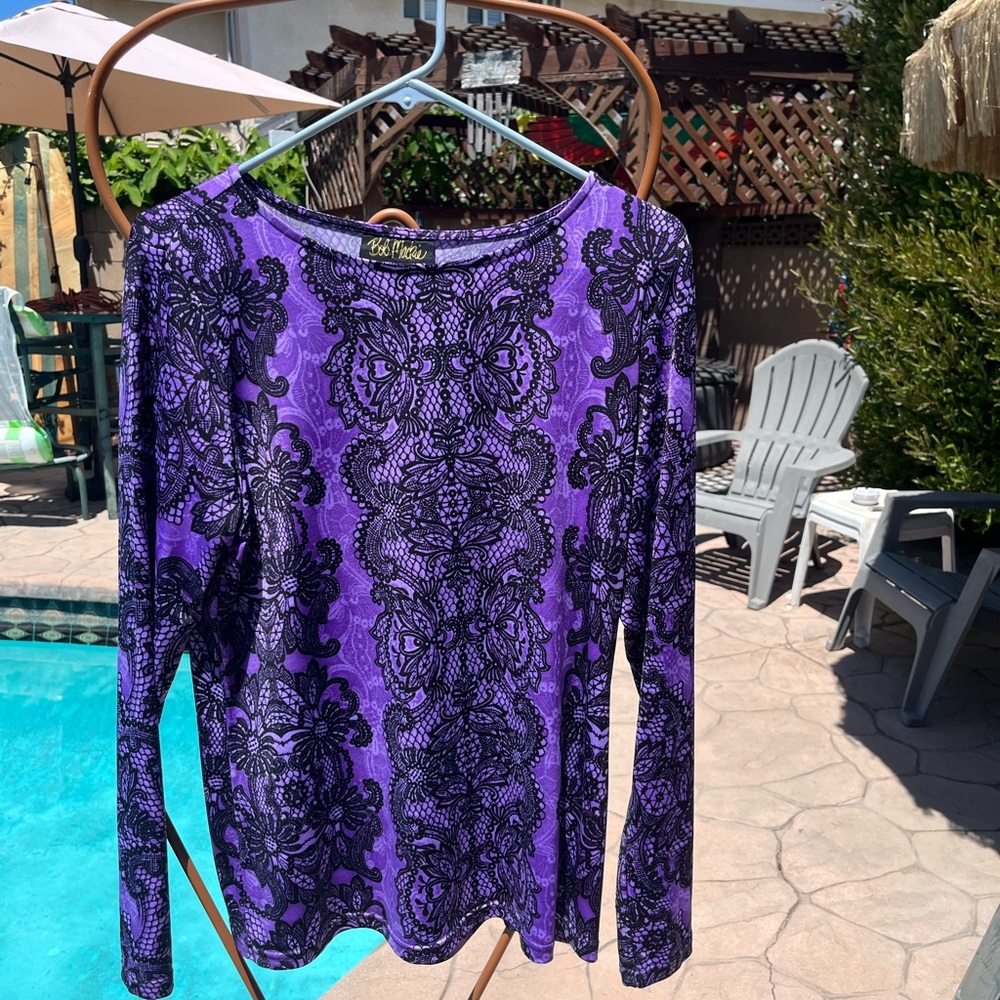 Vibrant Purple Bob Mackie Long Sleeve Top